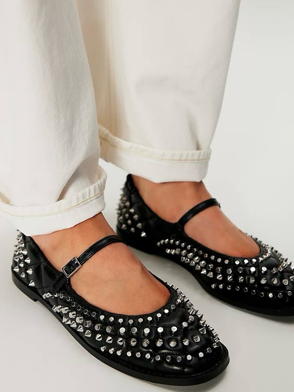 🆕{Free People} Mirrorball Studded Vegan Collection Mary Janes